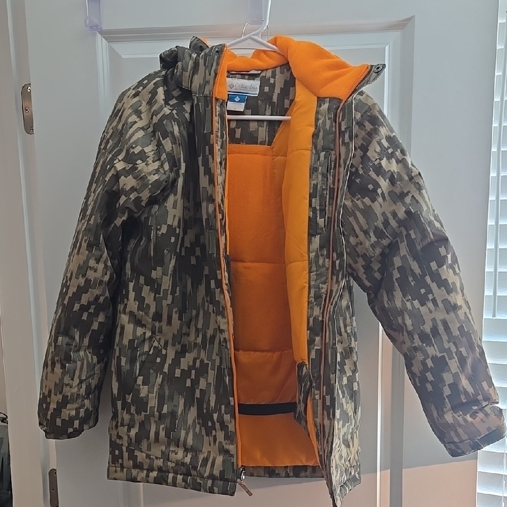 Camouflage Kids Jacket with Orange Lining